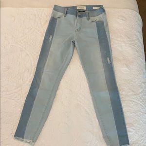 Two toned light wash jeans